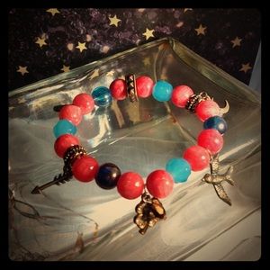 Multi colored glass Beaded Bracelet with charms